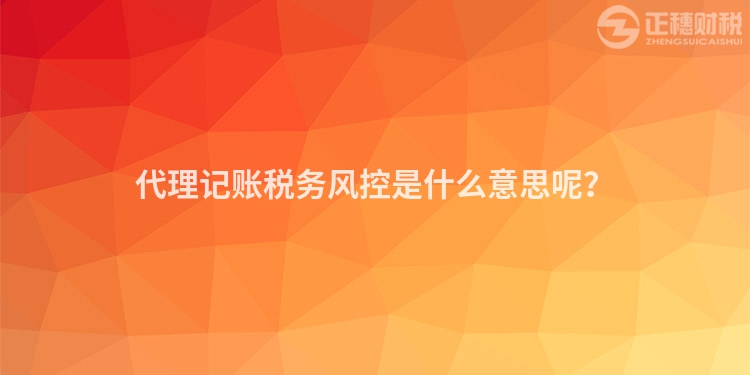 代理记账税务风控是什么意思呢？